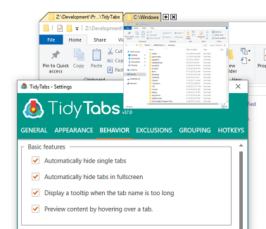 TidyTabs - Keyboard shortcuts